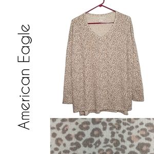American Eagle animal print long sleeve knit sweater size small